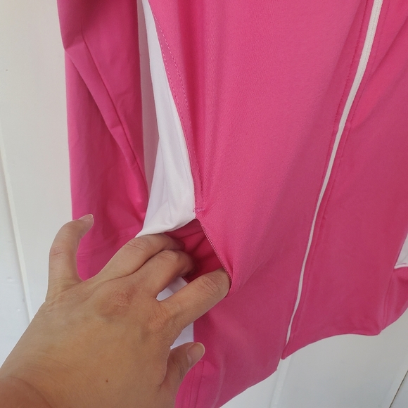 Footjoy Medium Hotpink White Full Zip Long Sleeve Performance Light Golf Jacket - Picture 5 of 16